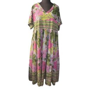 Vtg 90s Boho Cottagecore Oversized Babydoll Dress 1X Garden Fairy Bloomcore Midi